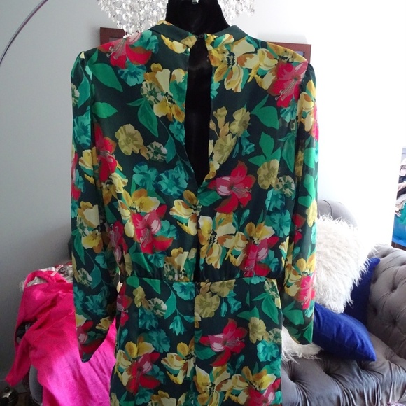 ZARA FLORAL LONGSLEEVED FAUX WRAP DRESS - Picture 3 of 3